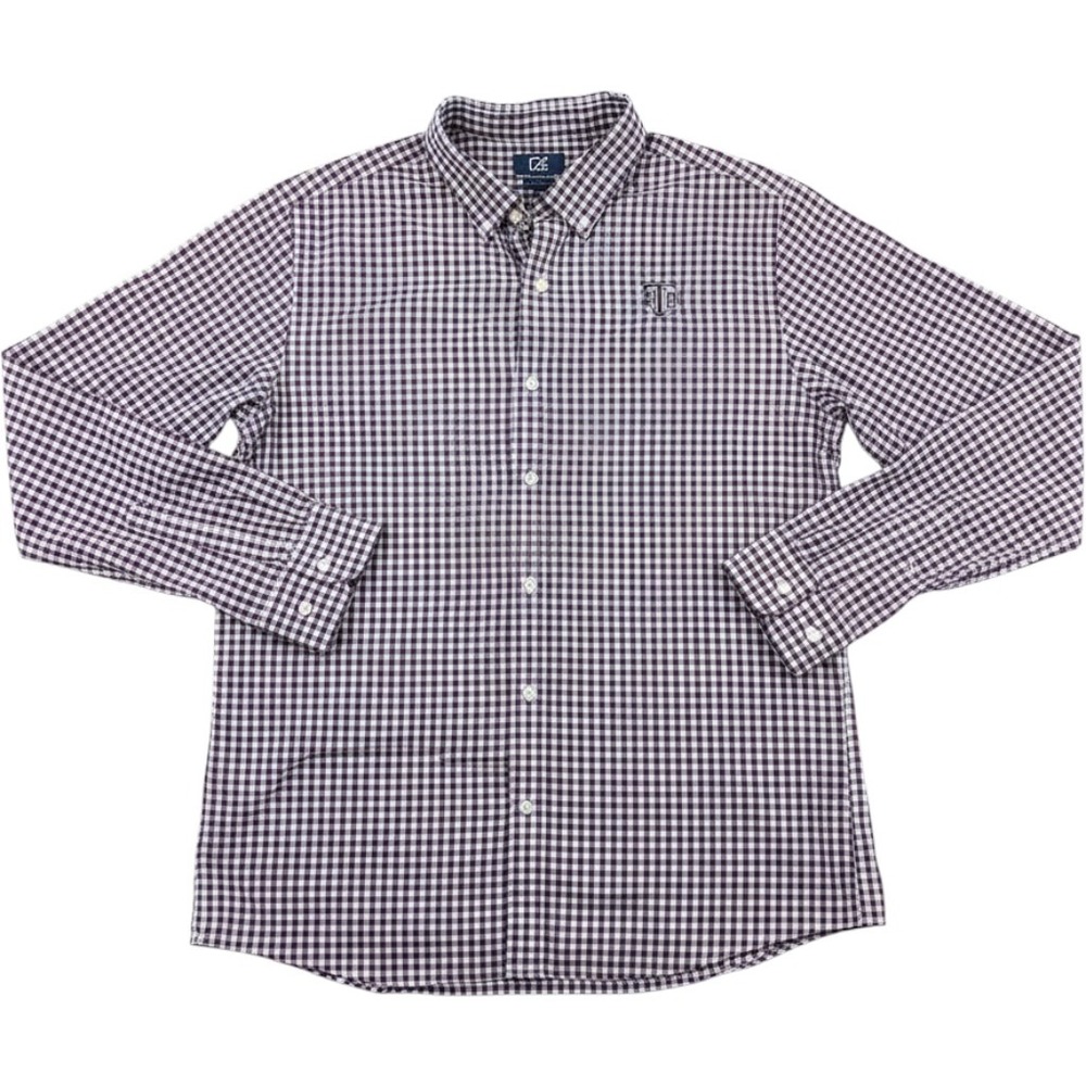 Cutter & Buck Texas A&M Aggies Maroon Gingham Button Down Shirt Mens L Large